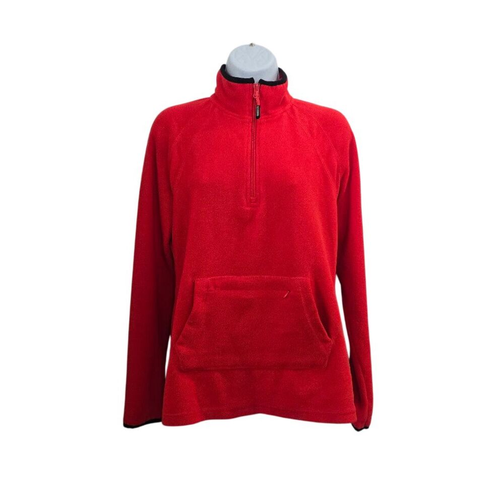 Calvin Klein Performance Fleece Pullover Women M Red Orange 1/4‎ Zip Athleisure